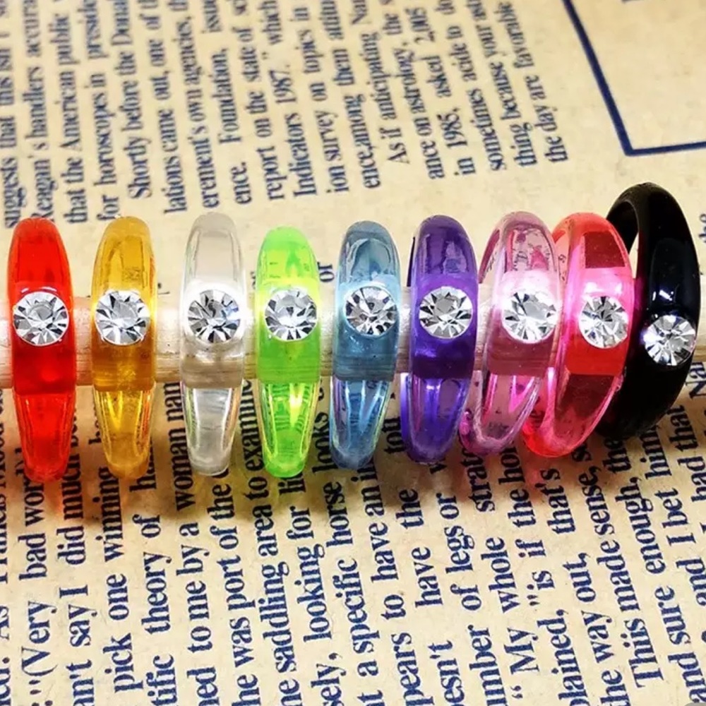 Rings rhinestone acrylic multi Color y2k fashion jewelry clear neon kawaii